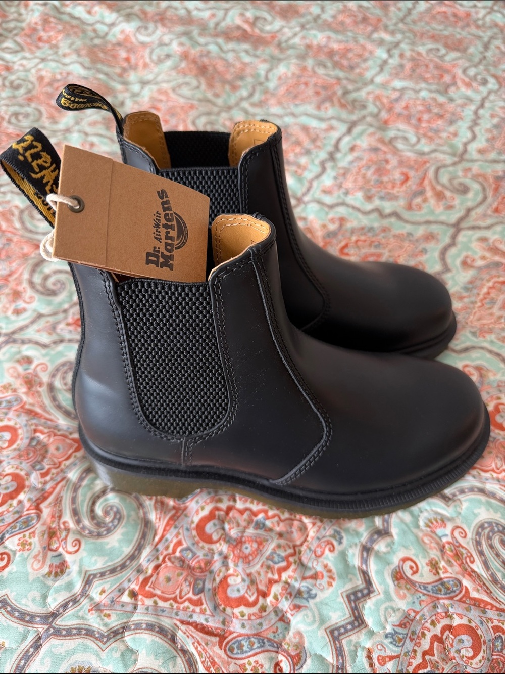 Dr. Martens Black Chelsea Boots with Tan Pull Tabs - Picture 1 of 7